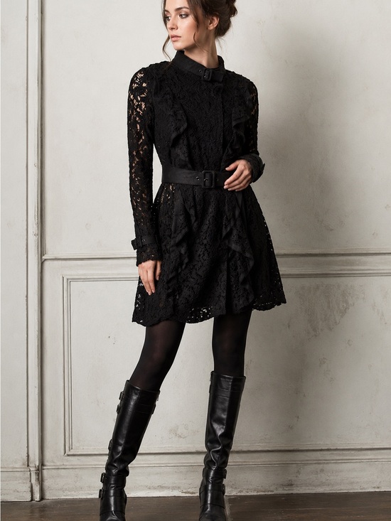 Jackets & Blazers - Victorian-style Gothic Lace Long-Sleeve Belted Double-breasted Jacket